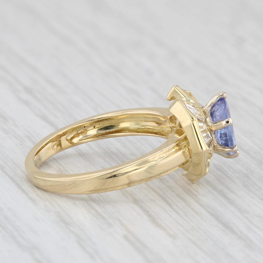 Round Cut 2.08ctw Round Tanzanite Diamond Ring 18k Yellow Gold Size 6.25