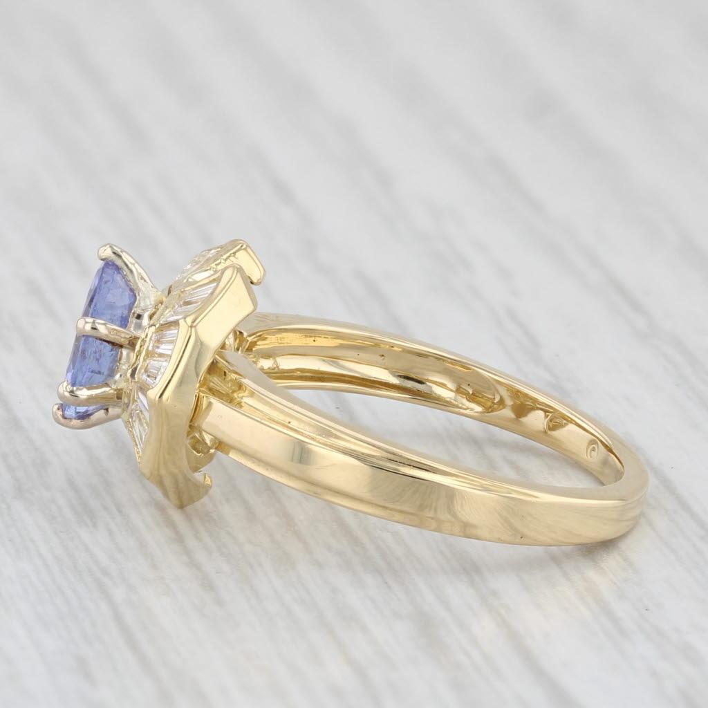 Women's 2.08ctw Round Tanzanite Diamond Ring 18k Yellow Gold Size 6.25