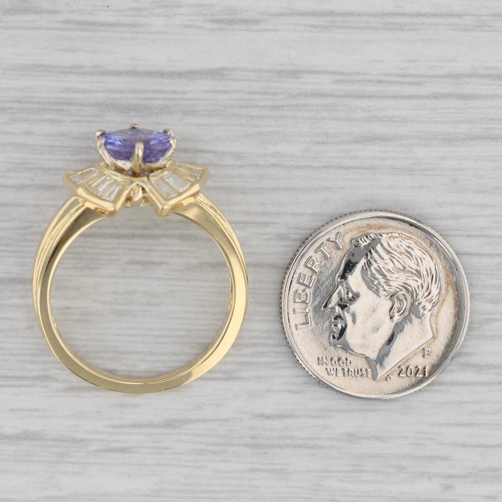 2.08ctw Round Tanzanite Diamond Ring 18k Yellow Gold Size 6.25 2