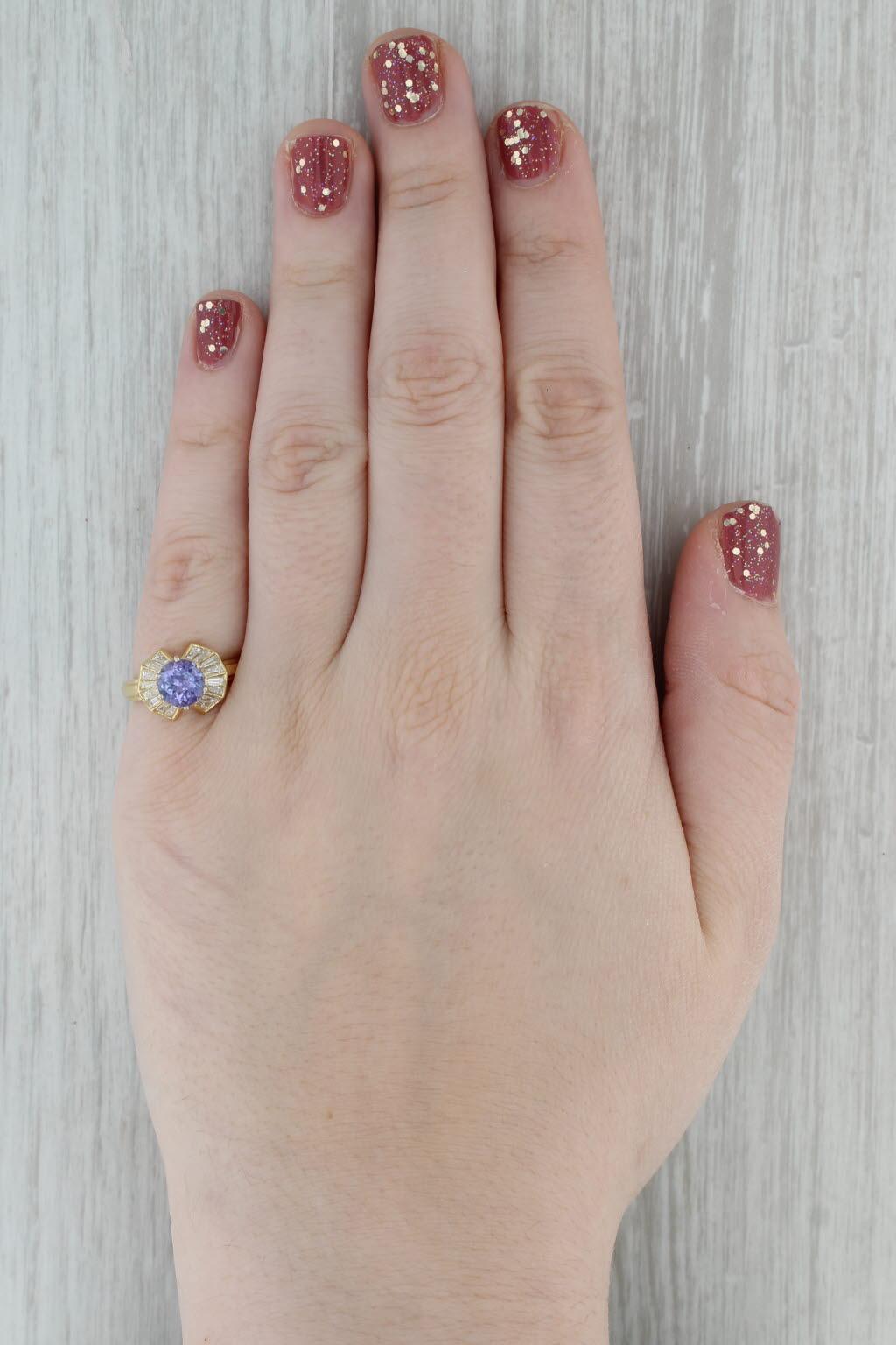 2.08ctw Round Tanzanite Diamond Ring 18k Yellow Gold Size 6.25 3