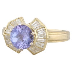 2,08ctw runder Tansanit Diamantring 18k Gelbgold Größe 6,25