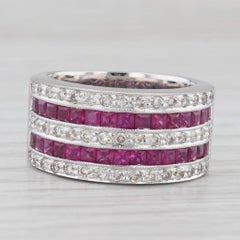 2.08ctw Ruby Diamond Ring 14k White Gold Size 6.5 Wide Band