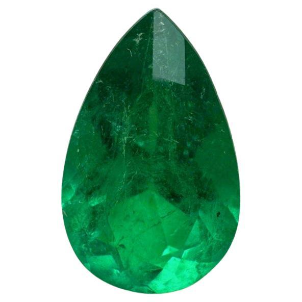 Esmeralda colombiana verde amarillenta de 2,09 quilates 11x7 - Gema natal de mayo talla pera