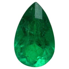 Esmeralda colombiana verde amarillenta de 2,09 quilates 11x7 - Gema natal de mayo talla pera