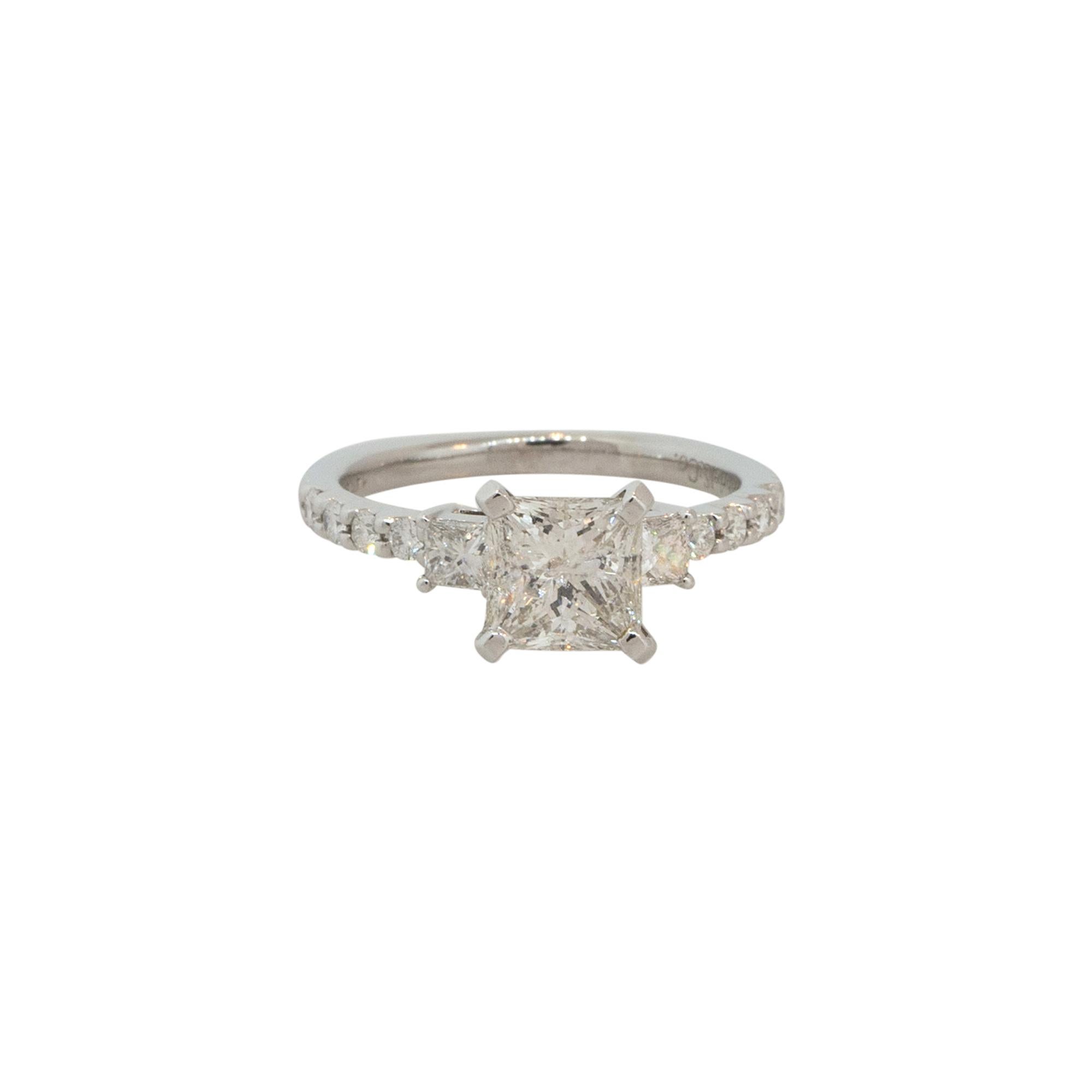 2.09 Carat 3 Stone Princess Cut Diamond Engagement Ring 14 Karat in Stock In Excellent Condition For Sale In Boca Raton, FL