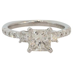 2.09 Carat 3 Stone Princess Cut Diamond Engagement Ring 14 Karat in Stock