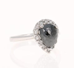 2.09 Carat Black and White Diamond 14 Karat White Gold Ring