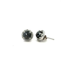 2,09 Karat Schwarzer Diamant-Ohrstecker 14 Karat Weißgold
