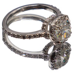 2.09 carat Cushion diamond H SI1 Platinum Diamond double Halo Engagement Ring