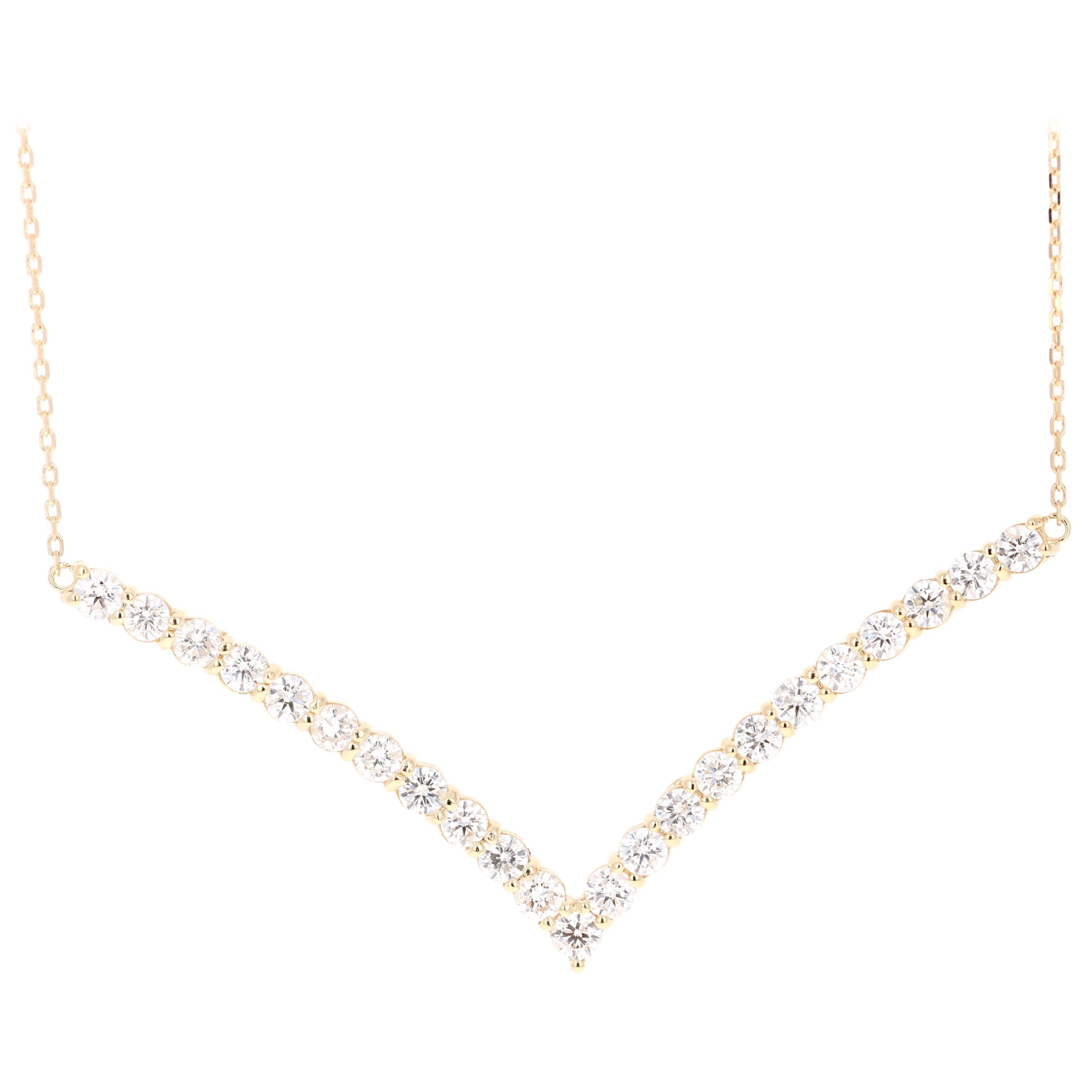 2.09 Carat Diamond Yellow Gold Chain Necklace For Sale