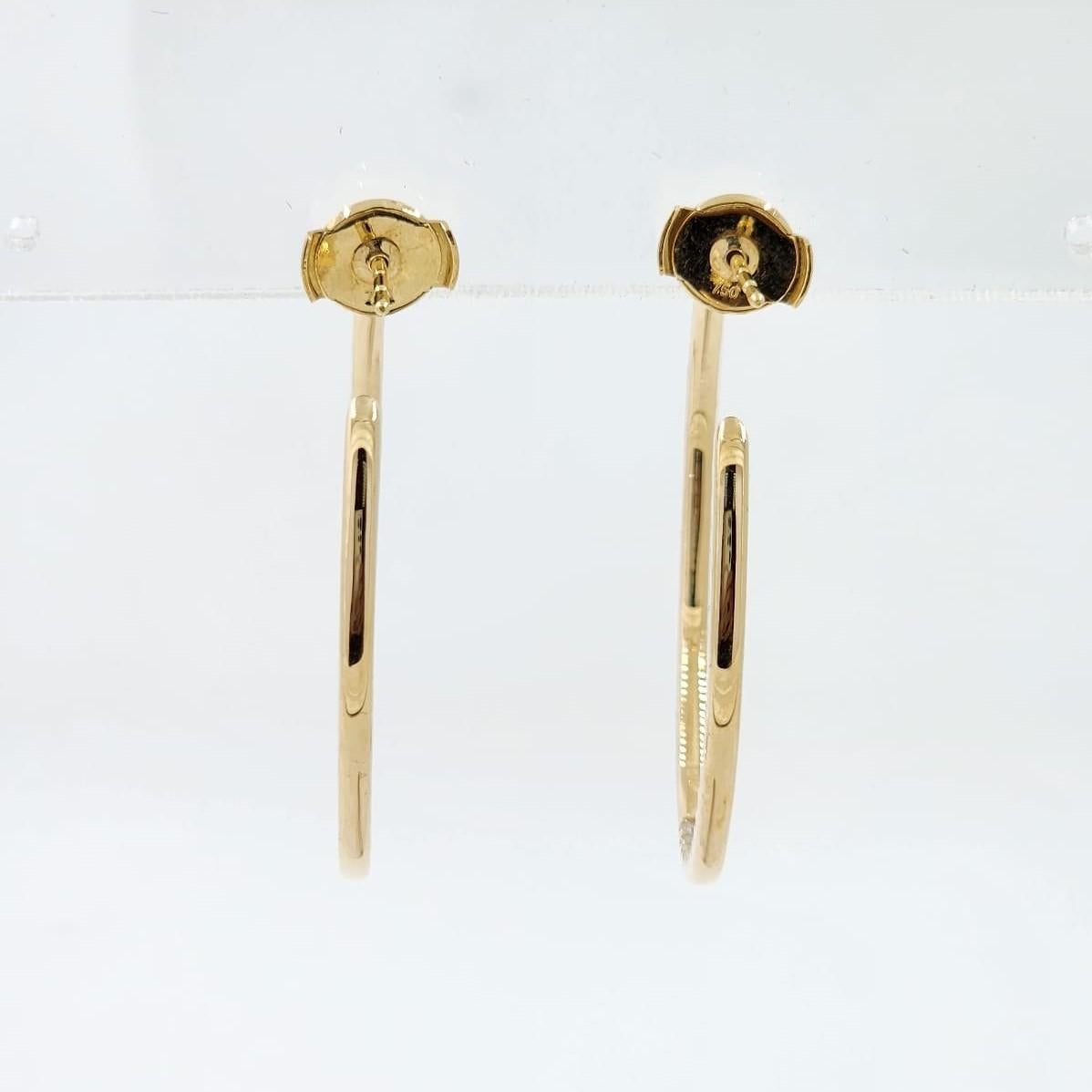 2.09 Carat Diamond Hoop Earrings in 14 Karat Yellow Gold In New Condition For Sale In Hong Kong, HK