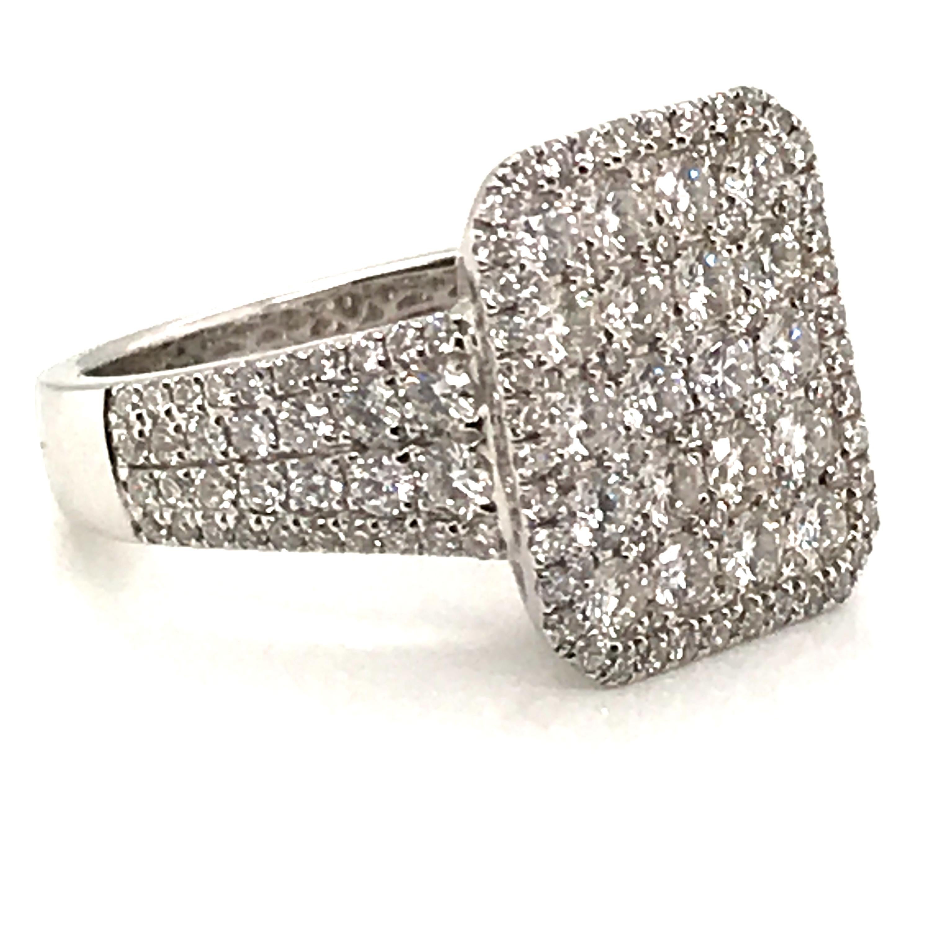 Modern 2.09 Carat Facet White Diamond Ring with 18 Karat White Gold For Sale