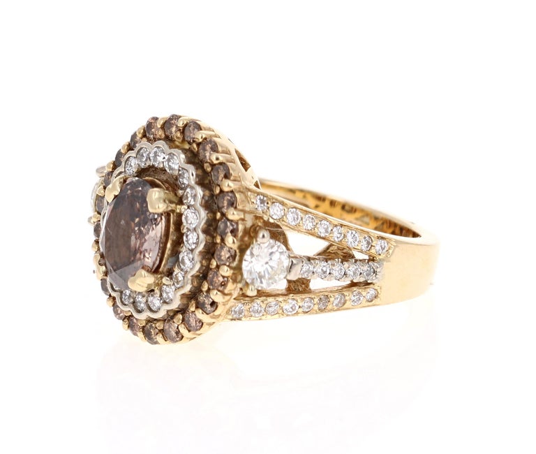 Contemporary 2.09 Carat Fancy Brown Natural Diamond Engagement Ring For Sale