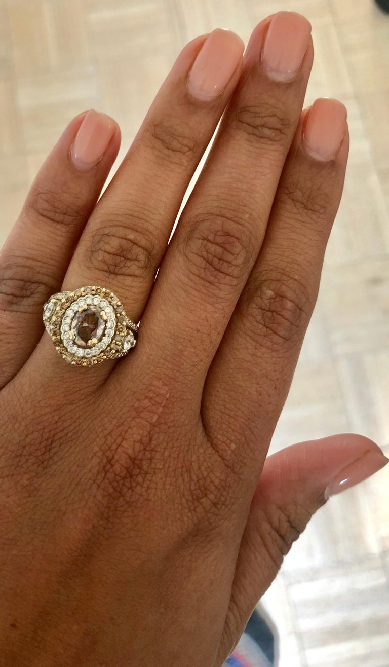 2.09 Carat Fancy Brown Natural Diamond Engagement Ring In New Condition For Sale In Los Angeles, CA