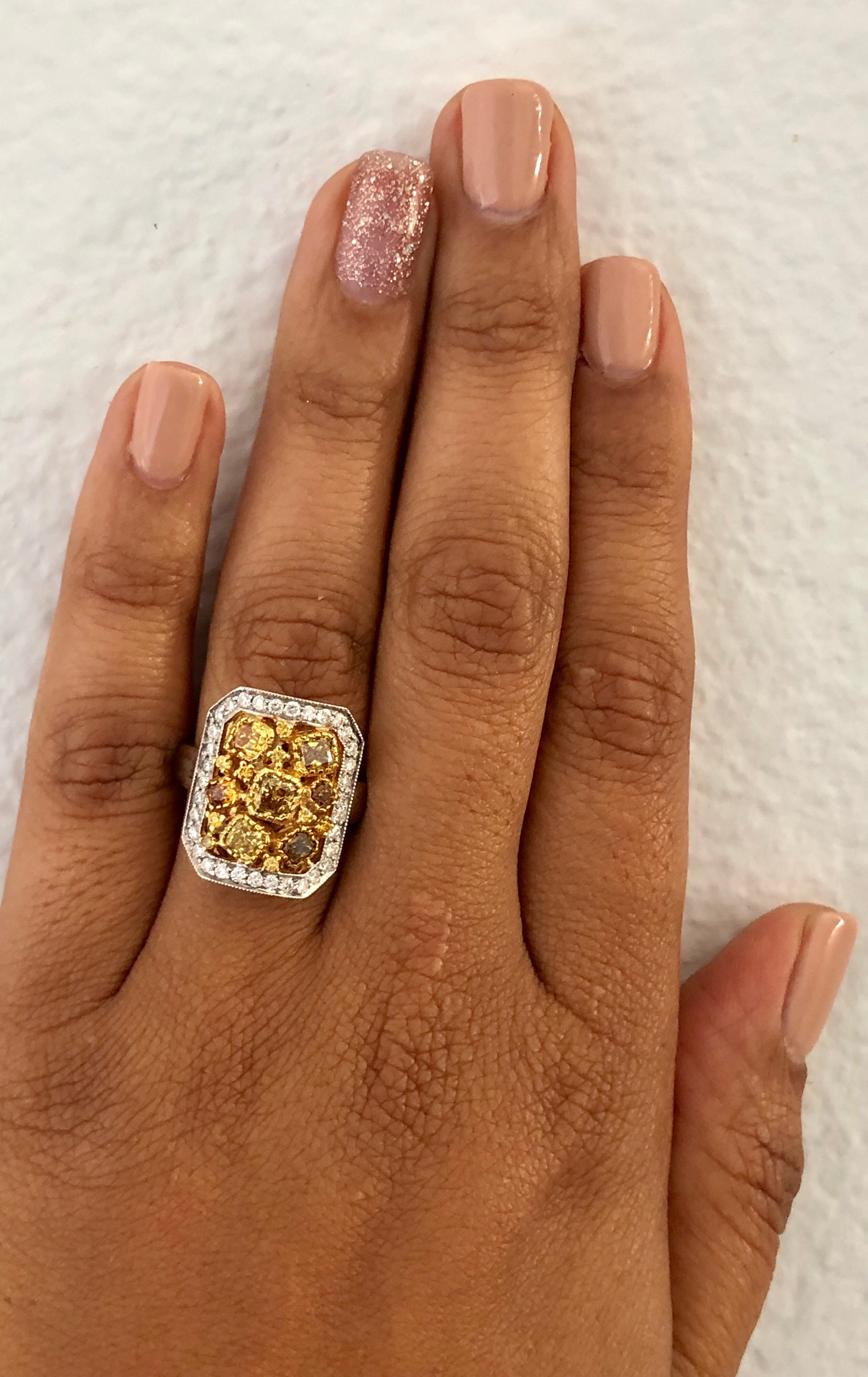 2.09 Carat Fancy Color Diamond 18 Karat White Gold Cocktail Ring In New Condition For Sale In Los Angeles, CA