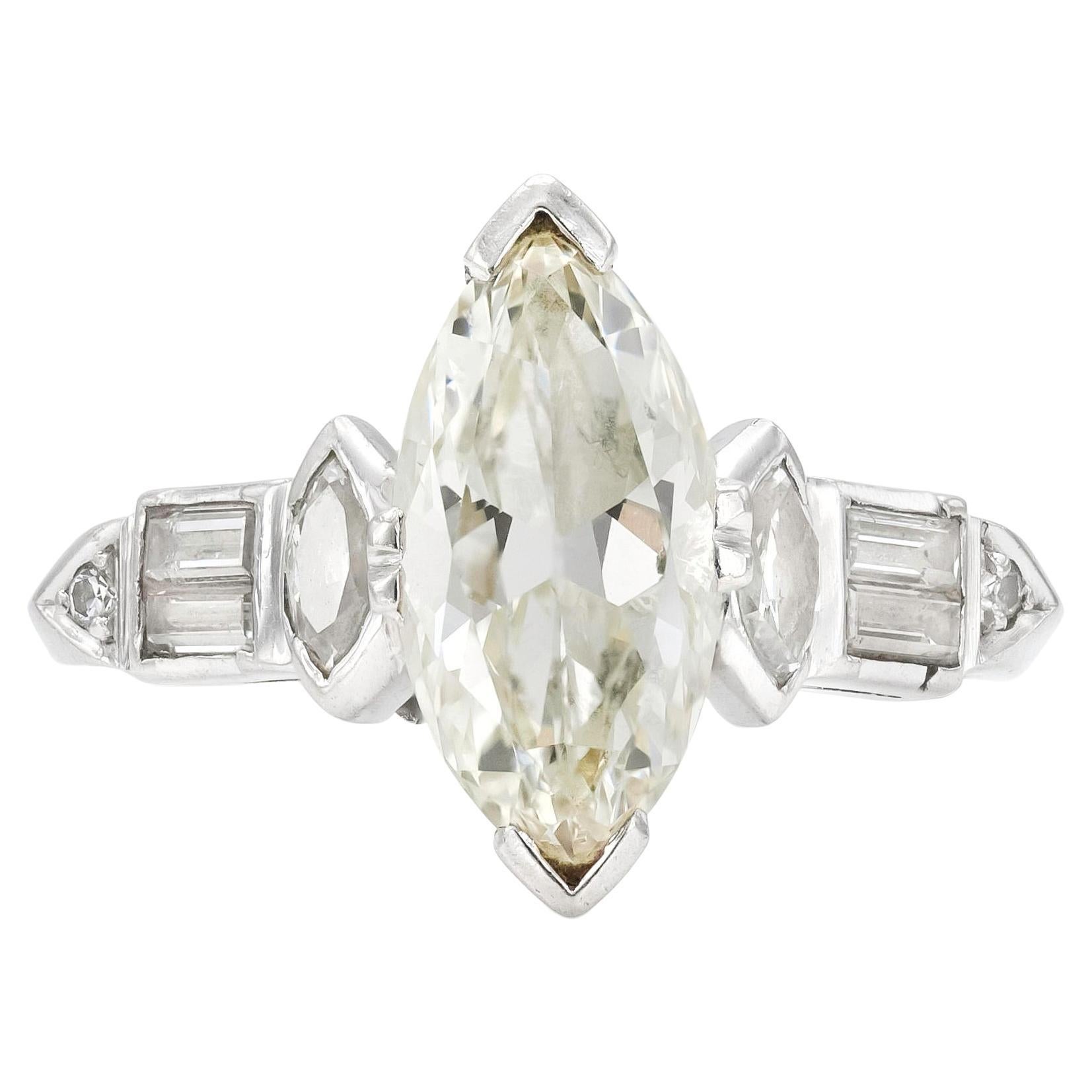 2.09 Carat Marquise Cut Diamond Engagement Ring