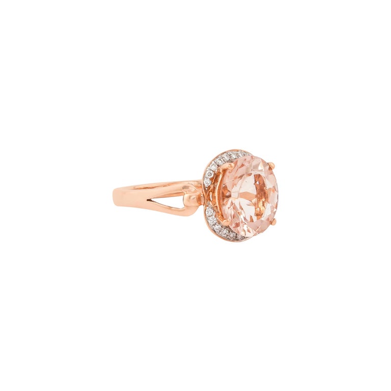 Morganite & Diamond Ring in 9ct Rose Gold