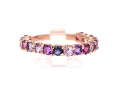 Contemporary 2.09ct Multi Color Gemstone Rose Gold Stackable Band