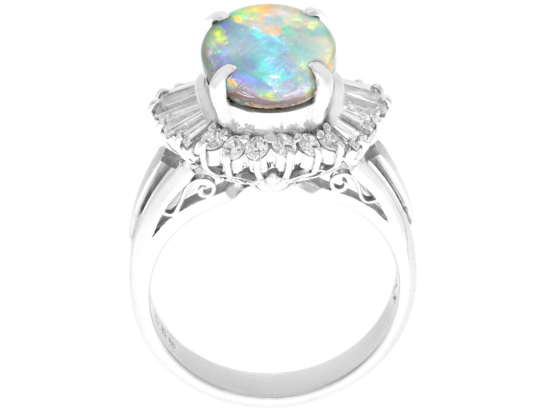 2.09 Carat Opal and Diamond Platinum Cocktail Ring For Sale 1