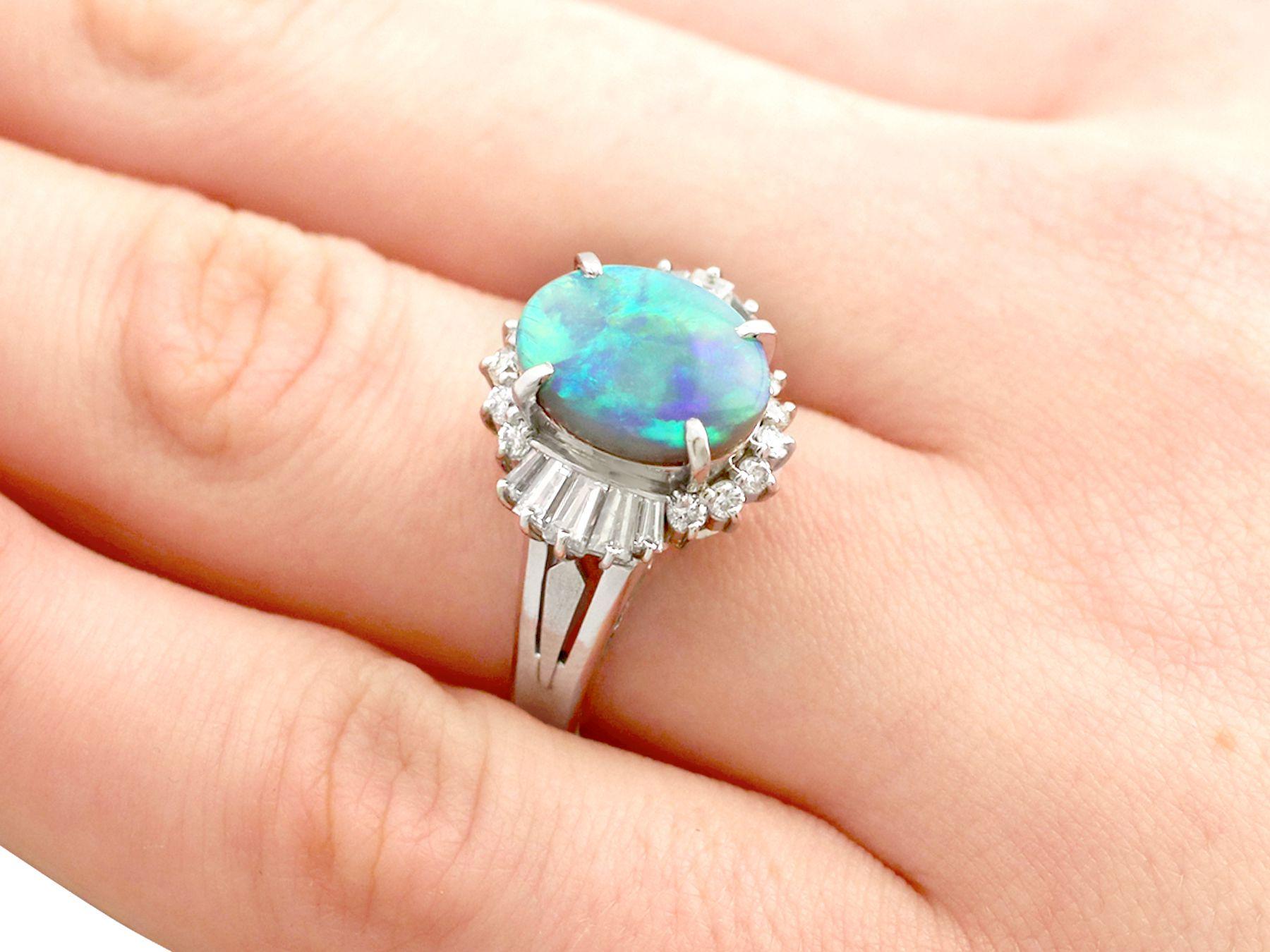 2.09 Carat Opal and Diamond Platinum Cocktail Ring For Sale 3