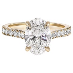 2.09 Carat Oval Statement Brilliant Gold Everyday Royalty Signature Diamond Ring