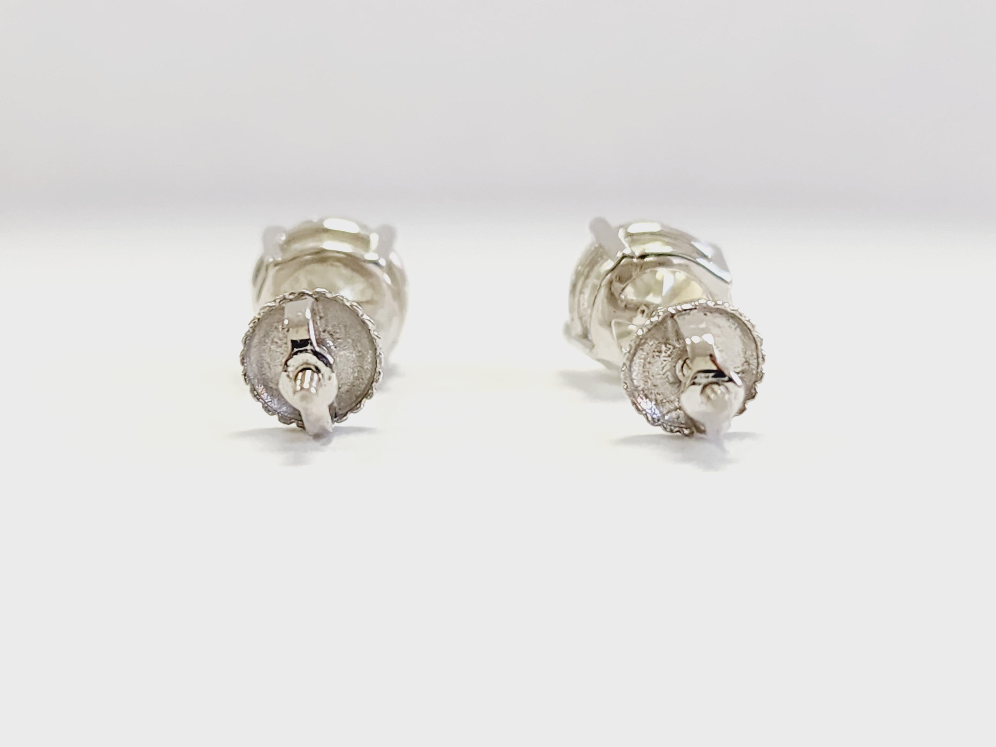 2.09 Carat Pair of Natural Brilliant Diamond Round Studs White Gold 14 Karat 2