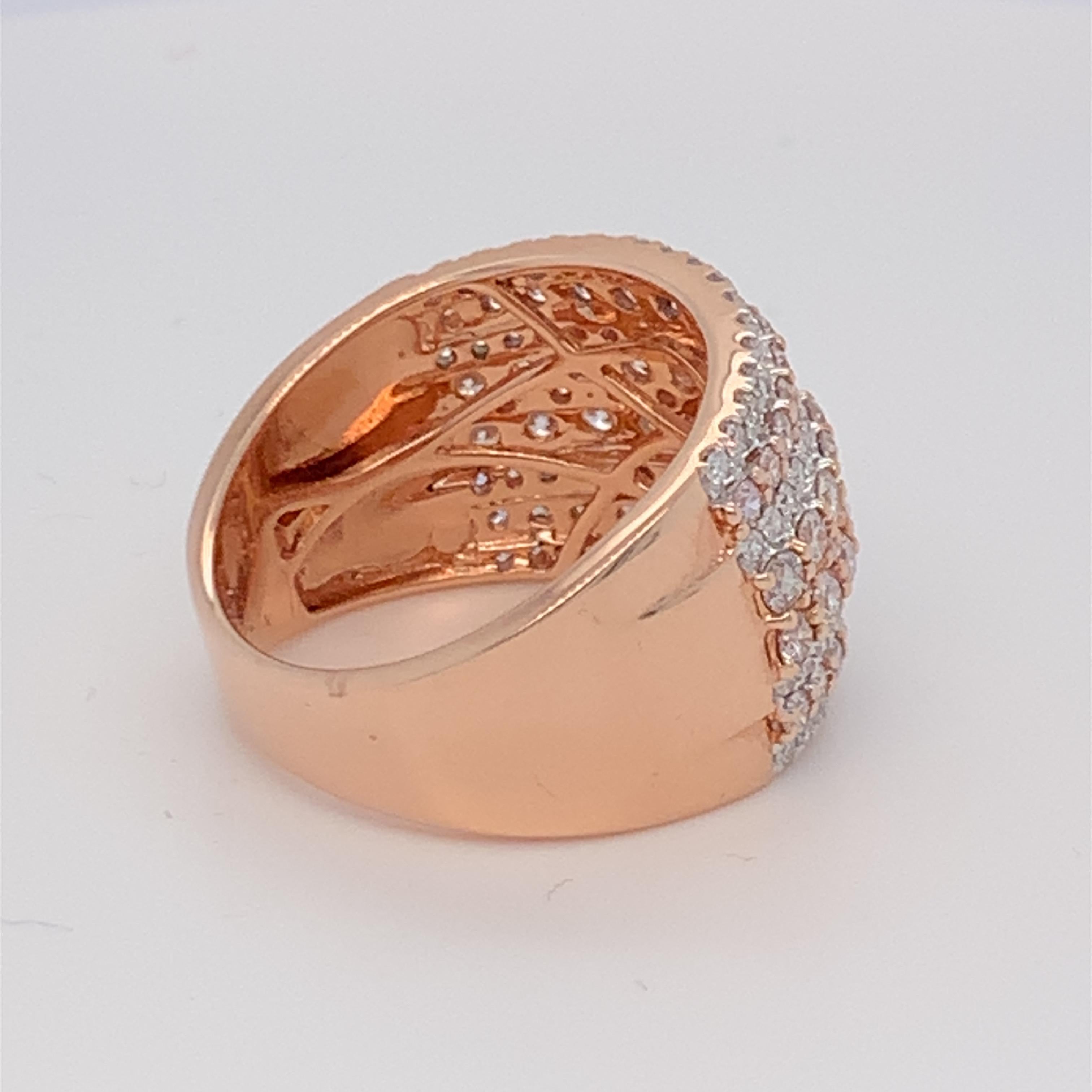 2.09 Carat Pink & White Diamond Band in 14k Rose Gold 5