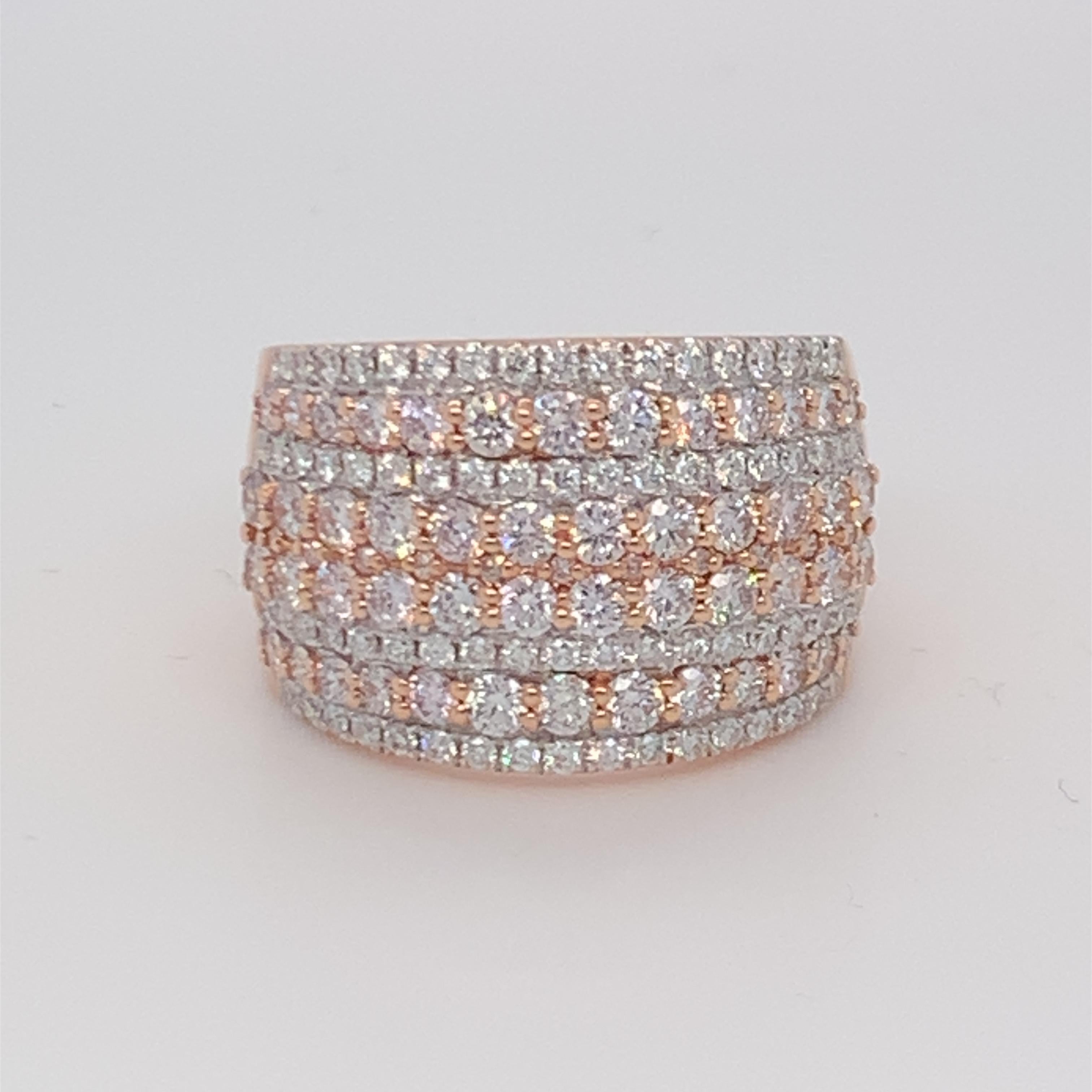 2.09 Carat Pink & White Diamond Band in 14k Rose Gold 7