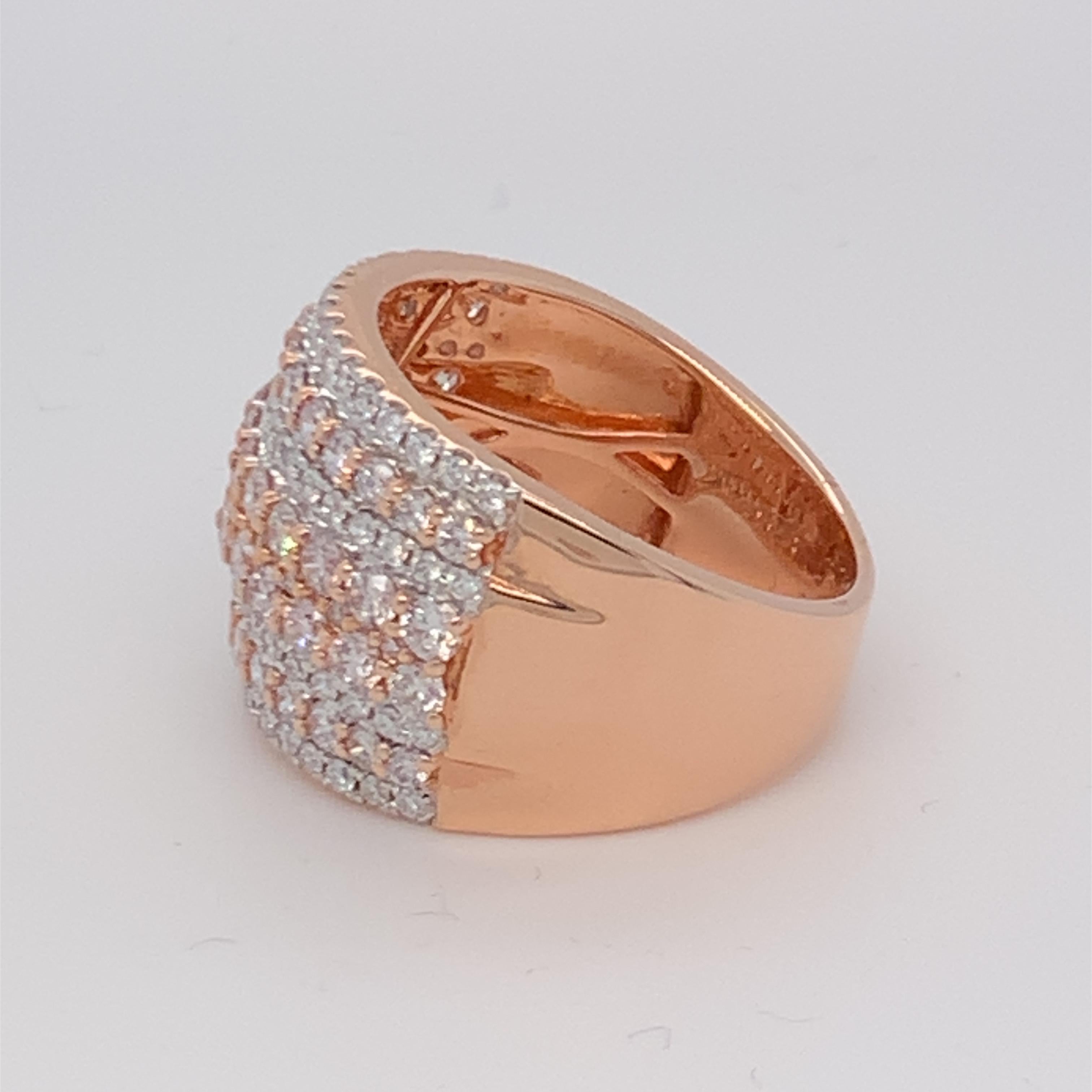 Brilliant Cut 2.09 Carat Pink & White Diamond Band in 14k Rose Gold