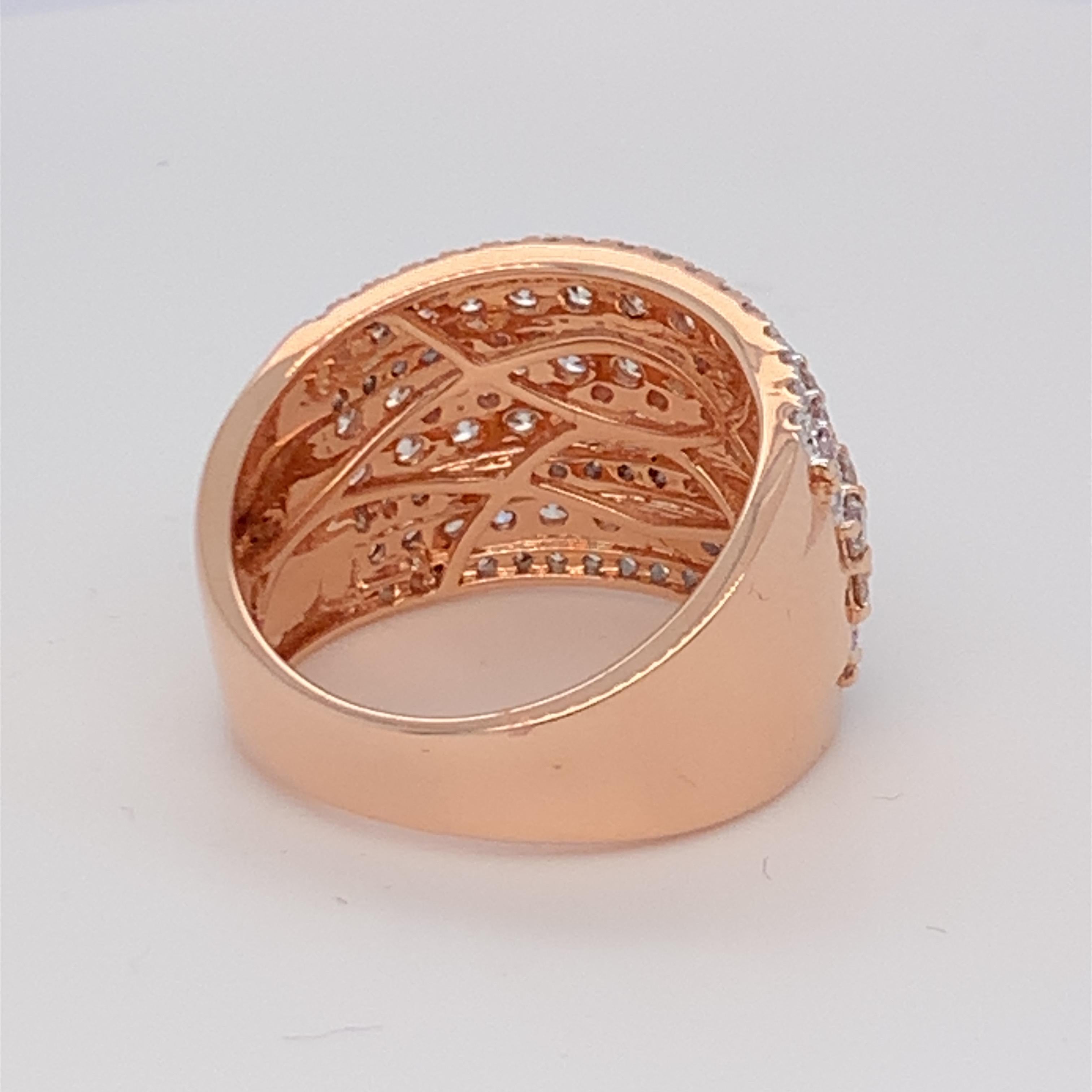 2.09 Carat Pink & White Diamond Band in 14k Rose Gold In New Condition In Trumbull, CT