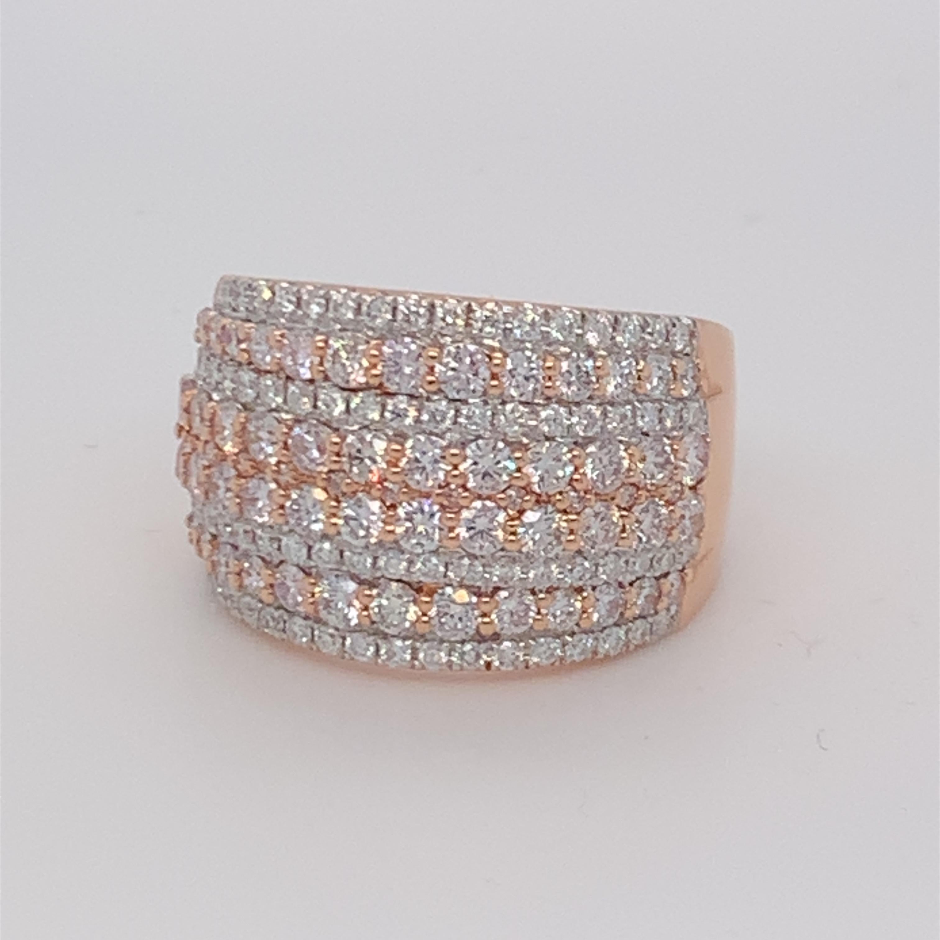 2.09 Carat Pink & White Diamond Band in 14k Rose Gold 1