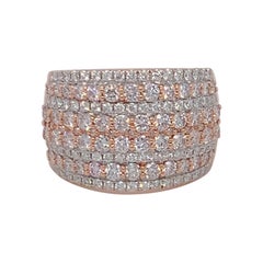 2.09 Carat Pink & White Diamond Band in 14k Rose Gold