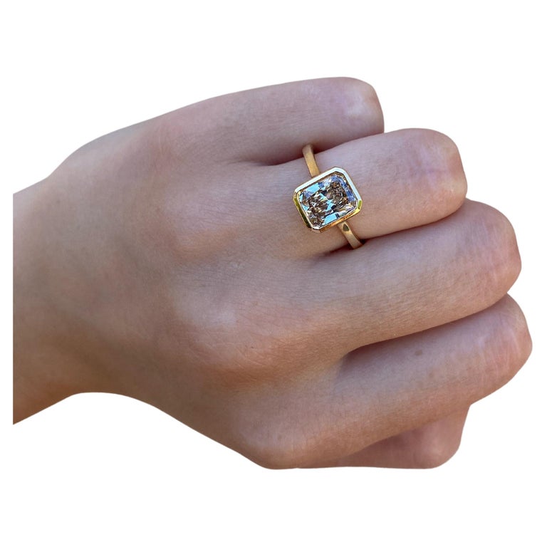 2.09 Carat Radiant Cut Champagne Diamond Ring In New Condition For Sale In Calabasas, CA