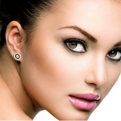 Rose Cut Diamond Enamel 18 Karat Stud Earrings