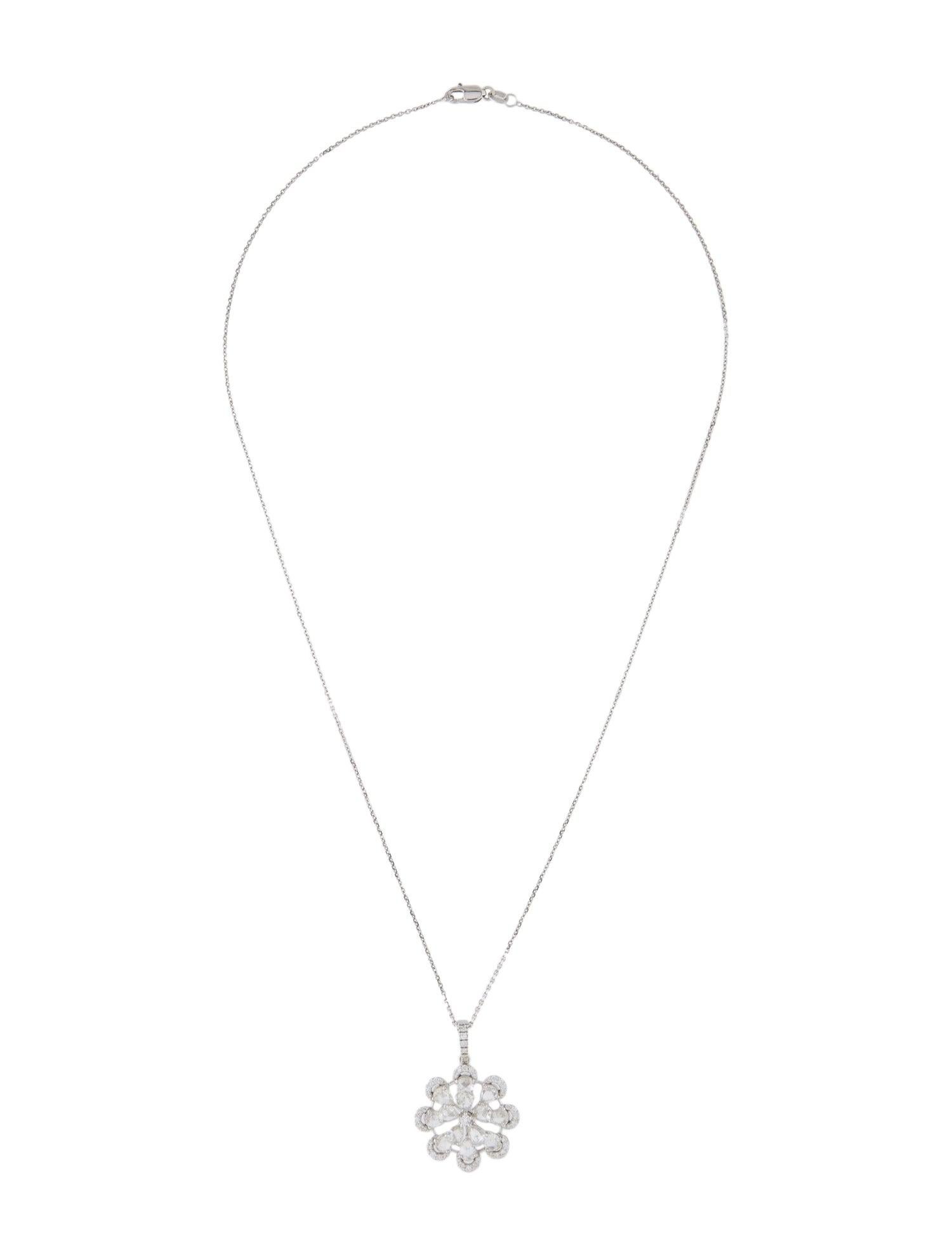 Taille ronde Pendentif en or blanc 18 carats avec diamants ronds brillants et taille rose de 2,09 carats  en vente