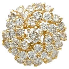 2.09 Carat Round Diamond Cluster Spiral Cocktail Ring in 14 Karat Yellow Gold