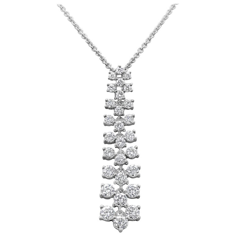 2.09 Carat Round Diamond Drop Pendant Necklace For Sale at 1stdibs