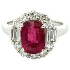 2.09 Carat Rubelite Tourmaline and Diamond Platinum Vintage Cocktail Ring