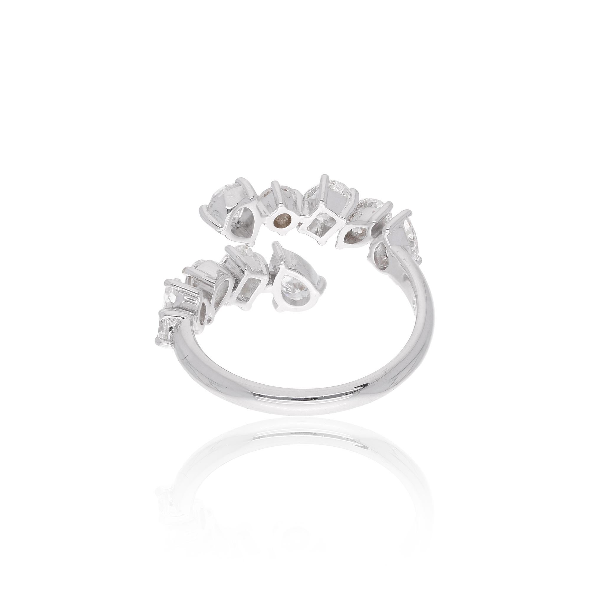 For Sale:  2.09 Carat SI Clarity HI Color Diamond Wrap Ring 18 Karat White Gold Jewelry 3