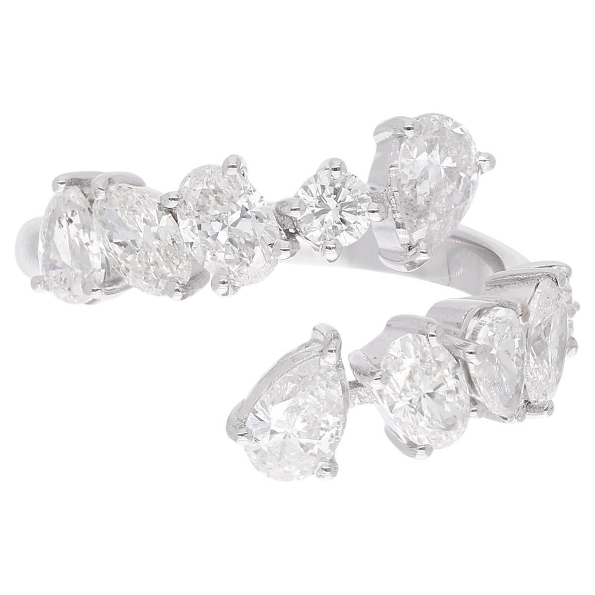 2.09 Carat SI Clarity HI Color Diamond Wrap Ring 18 Karat White Gold Jewelry