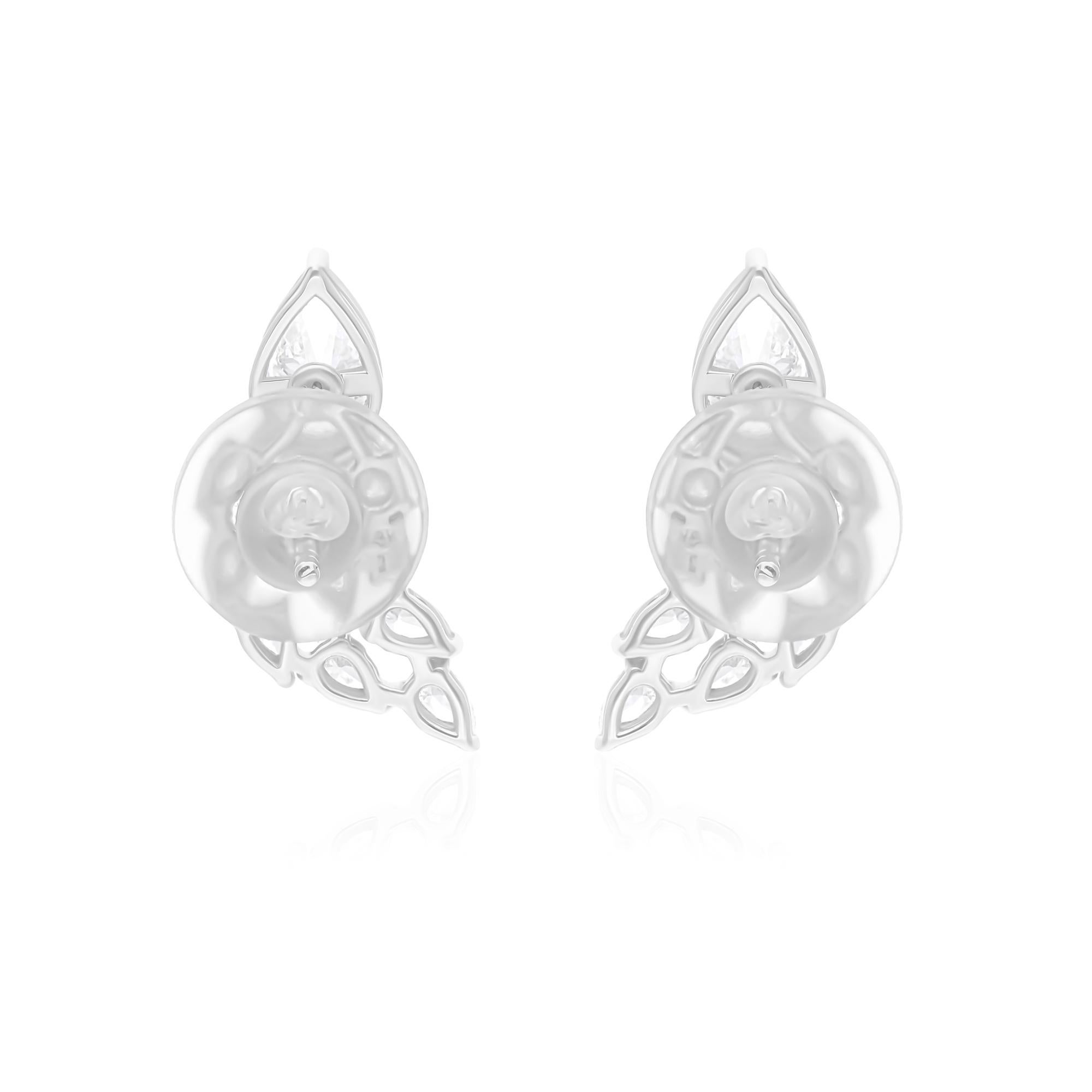 Moderno 2,09 Carati SI/H Pear Round Brilliante Cut Diamond Orecchini in oro bianco 18 carati in vendita