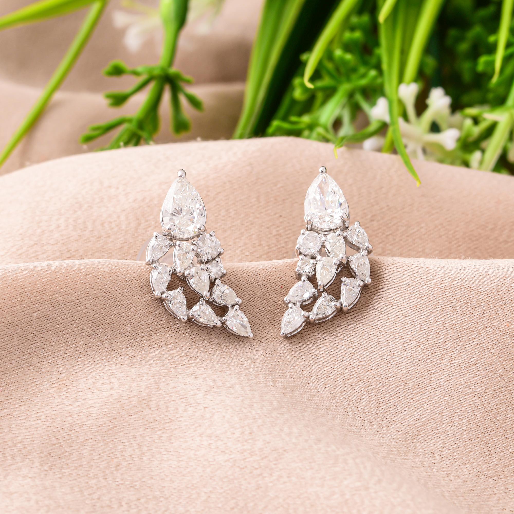 Taglio a goccia 2,09 Carati SI/H Pear Round Brilliante Cut Diamond Orecchini in oro bianco 18 carati in vendita