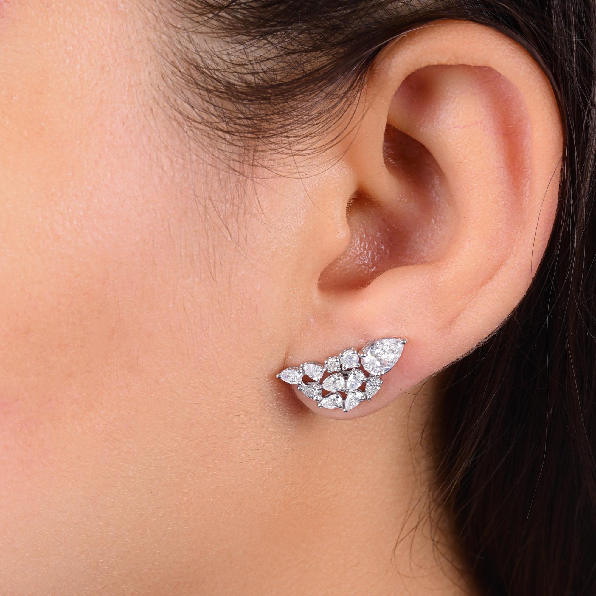 2,09 Carati SI/H Pear Round Brilliante Cut Diamond Orecchini in oro bianco 18 carati In condizioni Nuovo in vendita a Diera, Dubai