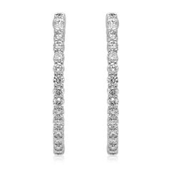 2.09 Carat White Diamond White Gold Earrings