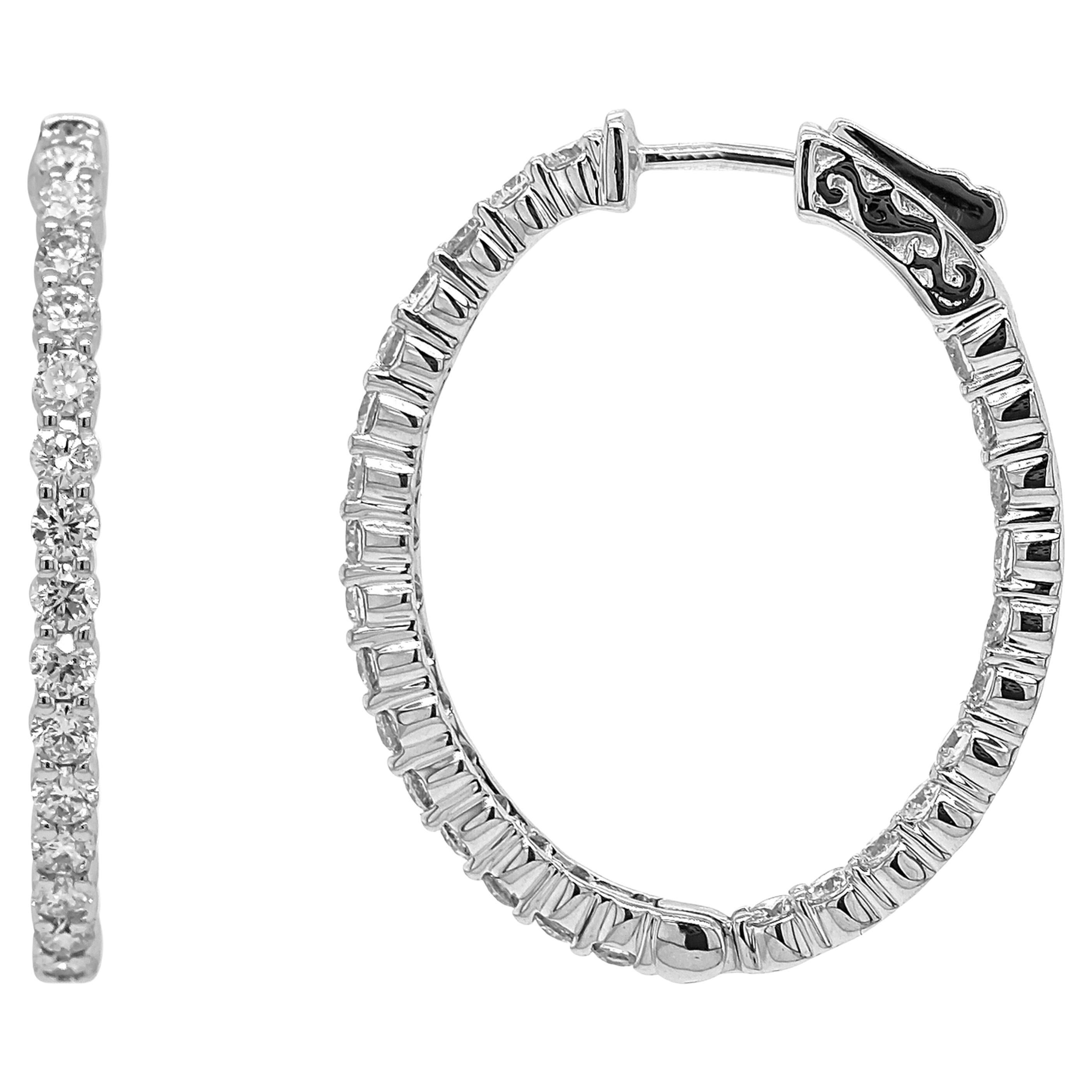 2.09 Carat White Diamond White Gold Earrings