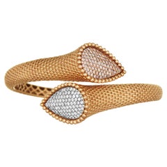 2.09 Carats Pink and White Diamond Rose Gold Bangle