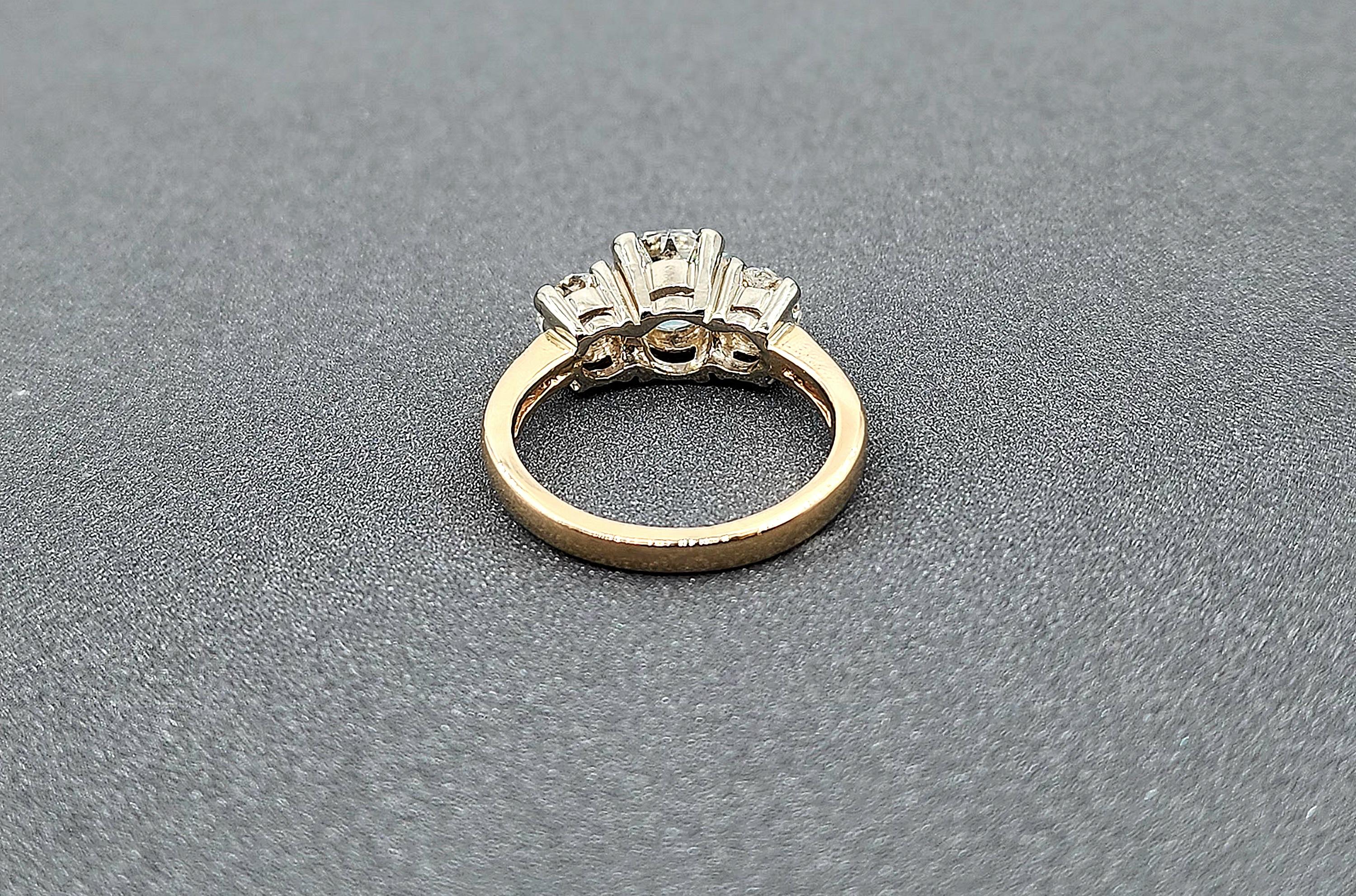 2,09 quilates Anillo de diamantes de tres piedras con talla milenaria certificada Moderno