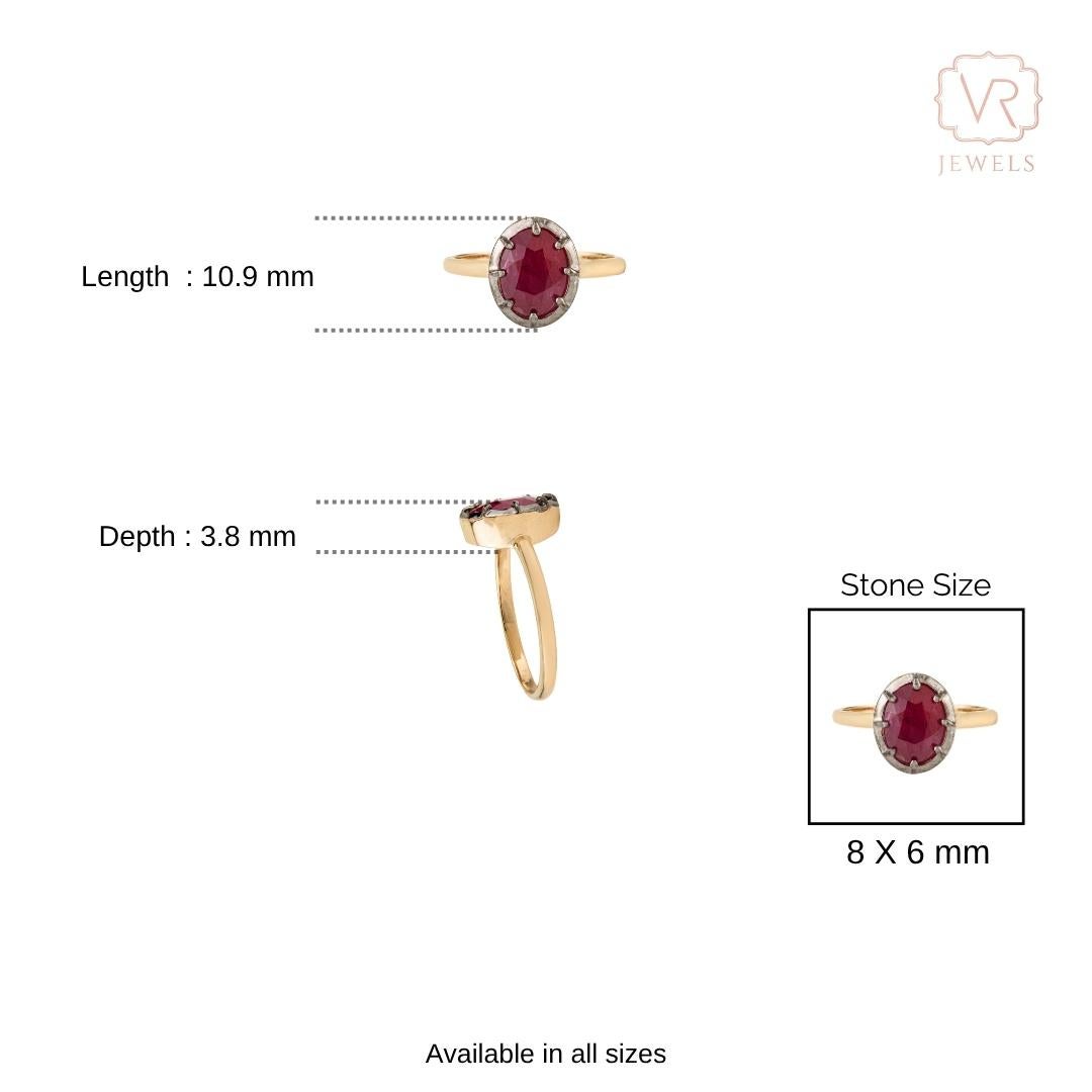 Im Angebot: 2.09 Ct Oval Cut Red Ruby Solitär Ring in 18K Gelbgold mit schwarzem Rhodium () 15