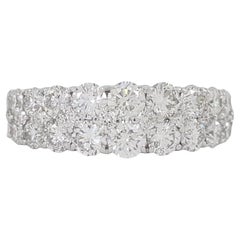 2.09 CT Two-Row Round Brilliant Cut Diamond Wedding Band in 14K White Gold