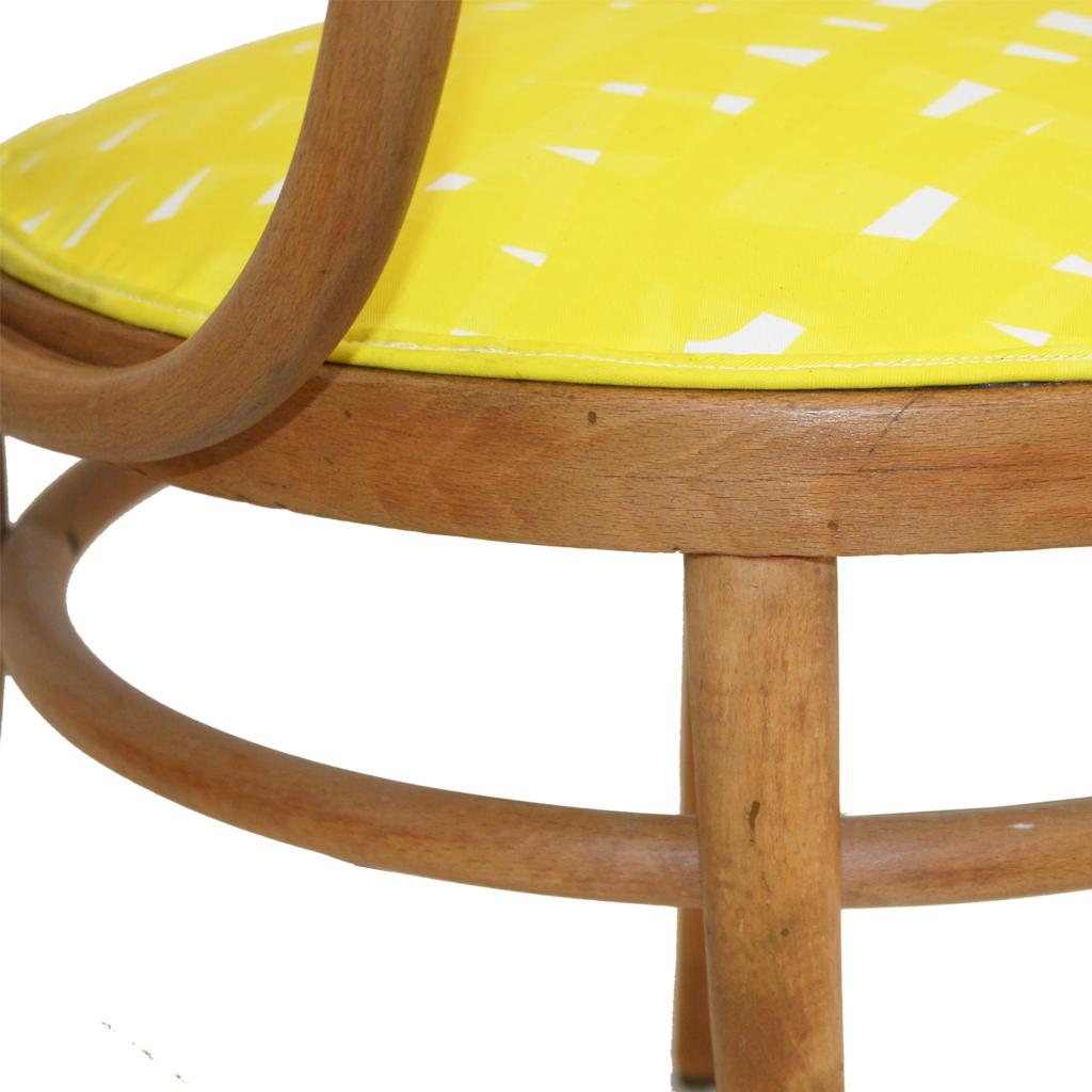 209 Thonet Midcentury Birchwood Yellow Upholstery Dining Chairs, Germany, 1900 4